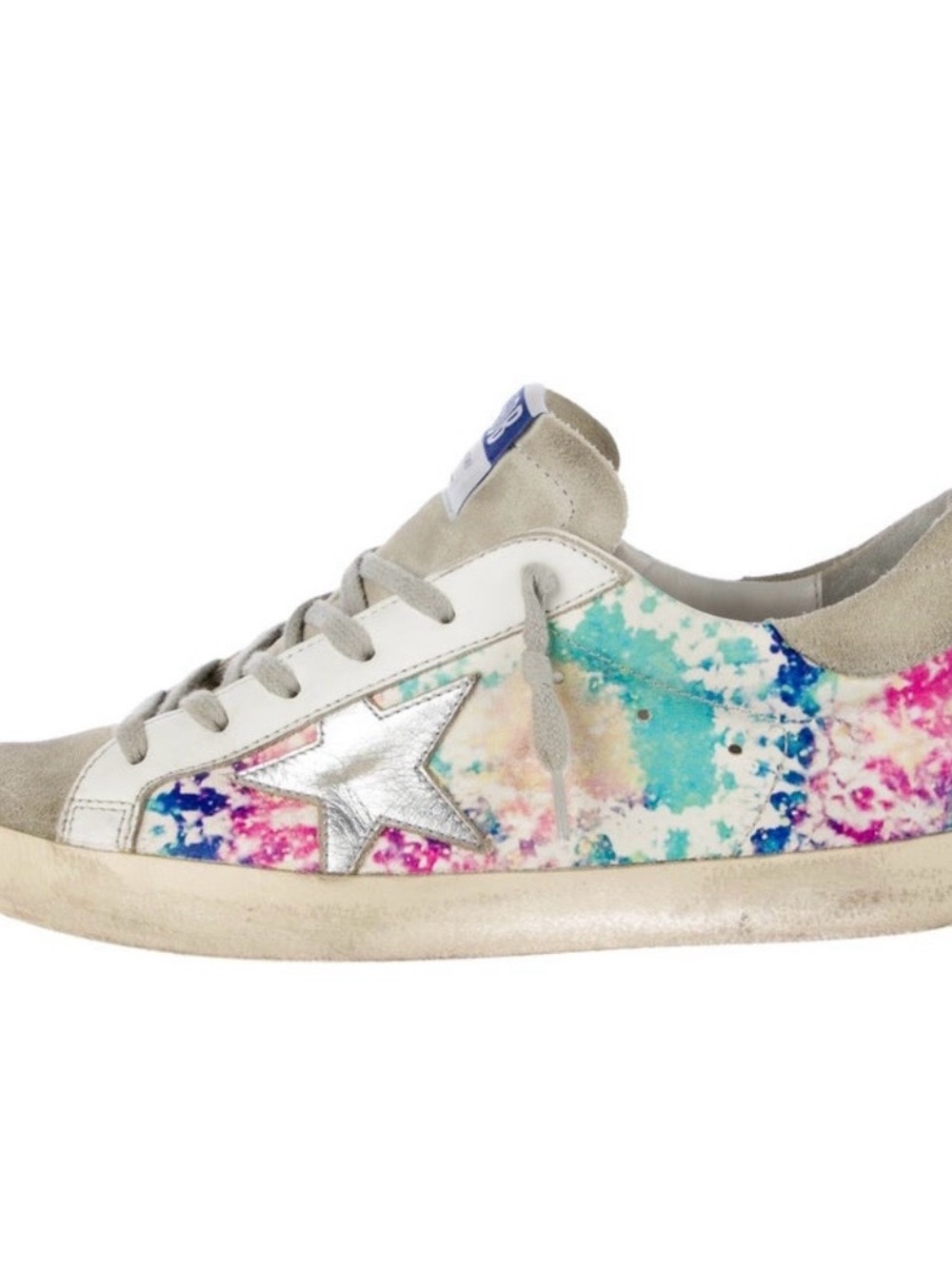 Golden Goose Multicolor Tie-Dye Star Sneakers with Silver Star